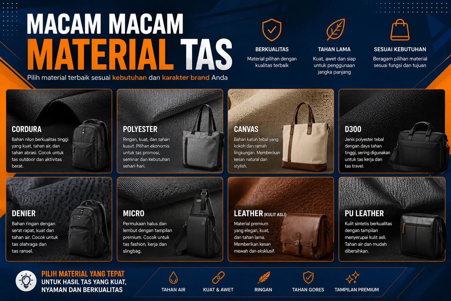 Jenis-Jenis Material tas Konveksi Tas Bandung